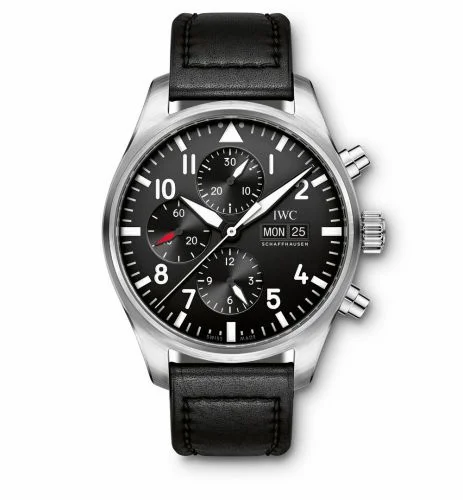 IWC Pilot's Watch Chronograph Stainless Steel / Black / Strap IW3777-09 (3777-09, IW377709)